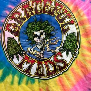 Grateful Meds Cannabis Colorful Tie-Dye Graphic Tee unisex